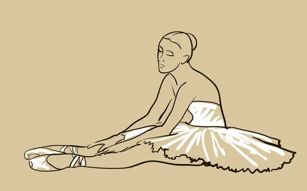 Schets van het meisje ballerina in een pose — Stockvector