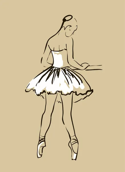 草绘的女孩的芭蕾舞女演员站在一个姿势 — 图库矢量图片