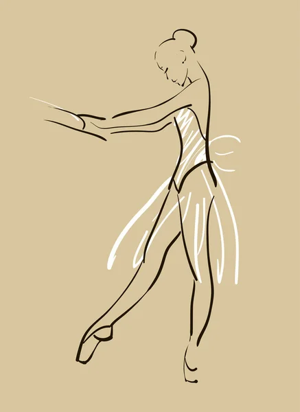 Schets van meisje ballerina permanent in een pose — Stockvector