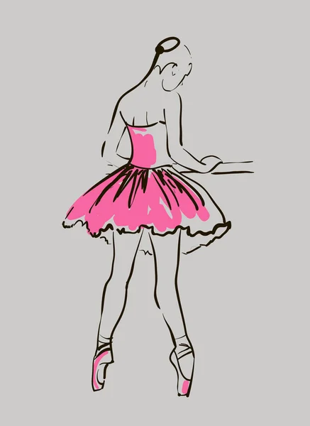 Boceto de bailarina de niña — Vector de stock