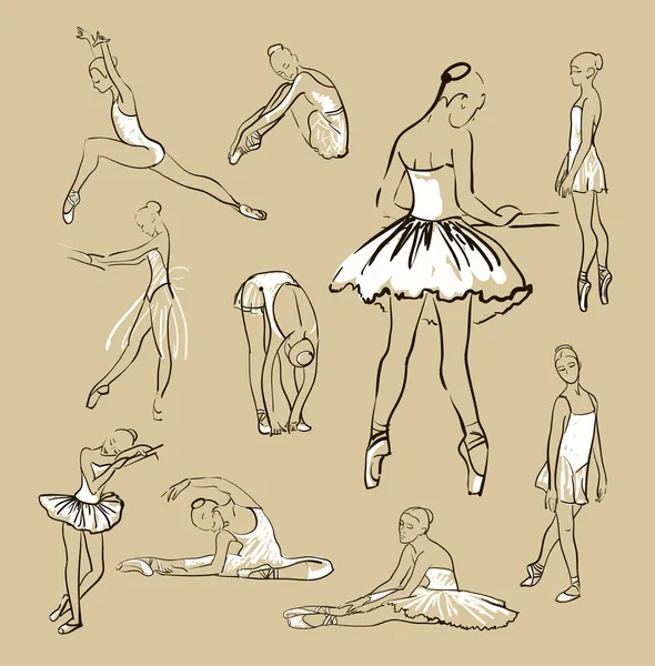 Ballerines debout dans un ensemble de pose — Image vectorielle