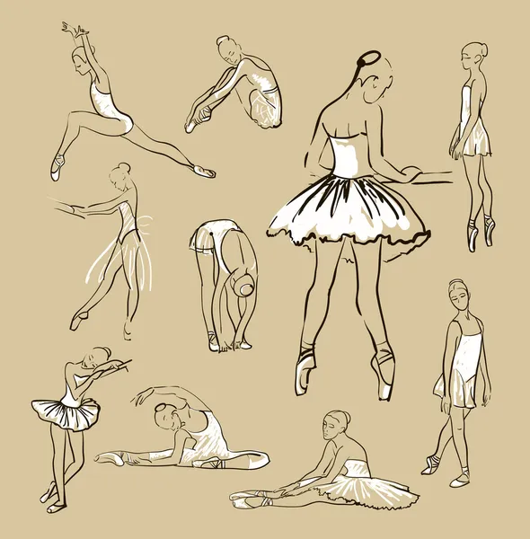 Ballerina's permanent in een pose instellen — Stockvector