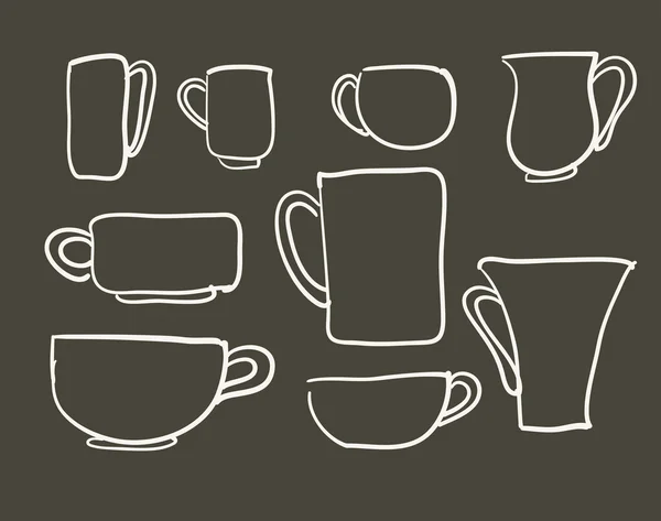 Stel pictogrammen thee koffie cups — Stockvector