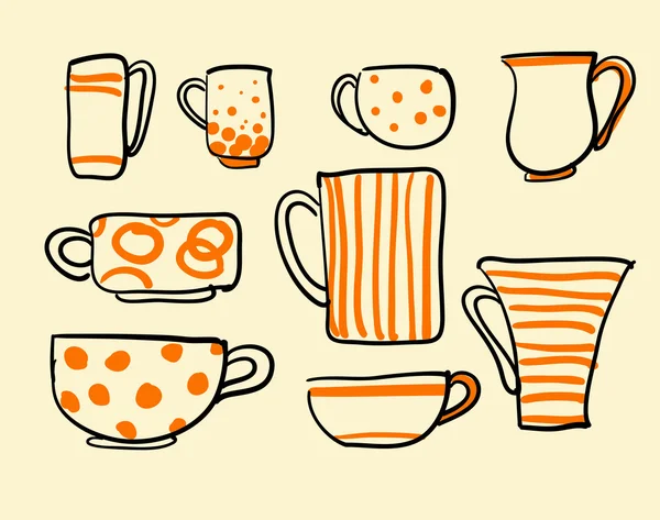 Set icons tea coffee cups — Stock Vector