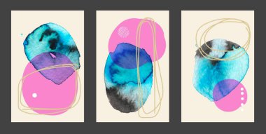 Duvar dekorasyonu, kartpostal ya da broşür tasarımı için yaratıcı minimalist el boyası çizimleri. Modern Boho Soyut Resim Sanatı. Vektör Deseni