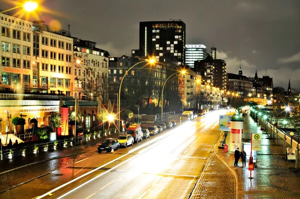 Hamburg, Almanya, liman-köprü gece