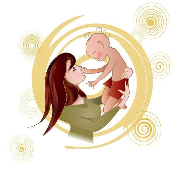 Mother holding a baby in her arms — Stock Vector