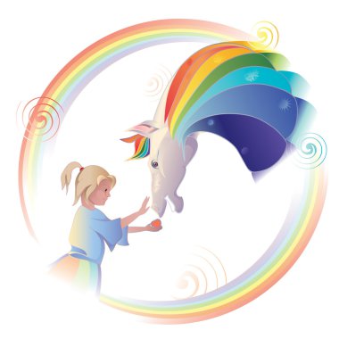 Kızın elinde bir at besleme