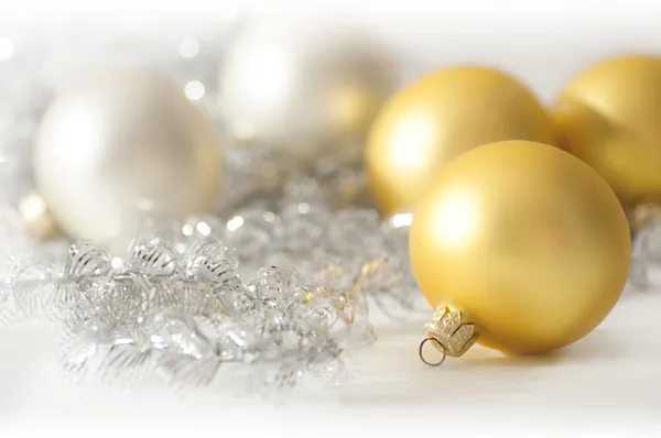 Christmas balls - golden and silver — Stock Photo, Image