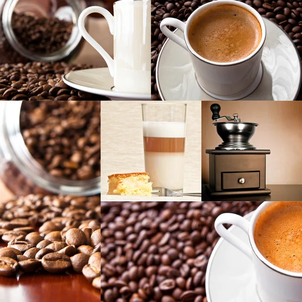 Kaffe - collage av sex bilder — Stockfoto