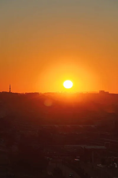 Sol Nasce Sobre Cidade Gaziantep — Fotografia de Stock