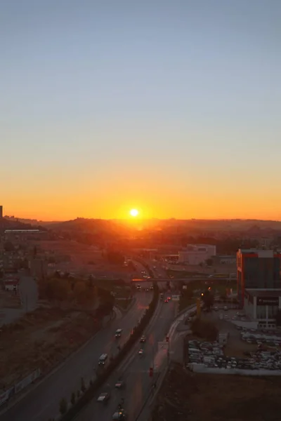 Die Sonne Geht Über Der Stadt Gaziantep Auf — Stockfoto