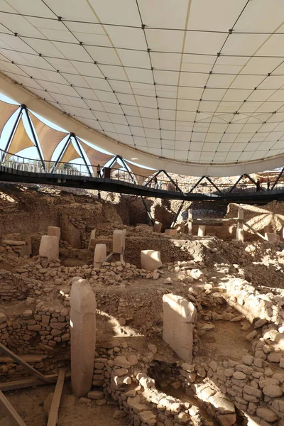 Έκθεση Του Αρχαίου Ναού Συγκρότημα Gbeklitepe Οποίο Βρίσκεται Κάτω Από — Φωτογραφία Αρχείου
