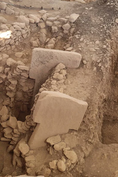Exposição Complexo Antigo Templo Gbeklitepe Que Está Localizado Sob Dossel — Fotografia de Stock