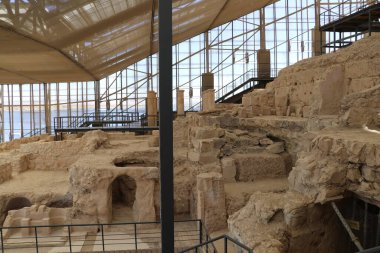 Zeugma antik şehrinin sulak olmayan bir parçası. Türkiye 'de kurulmuş.