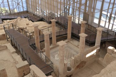 Zeugma antik şehrinin sulak olmayan bir parçası. Türkiye 'de kurulmuş.