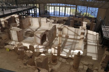 Zeugma antik şehrinin sulak olmayan bir parçası. Türkiye 'de kurulmuş.