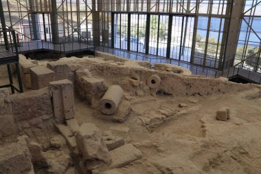 Zeugma antik şehrinin sulak olmayan bir parçası. Türkiye 'de kurulmuş.