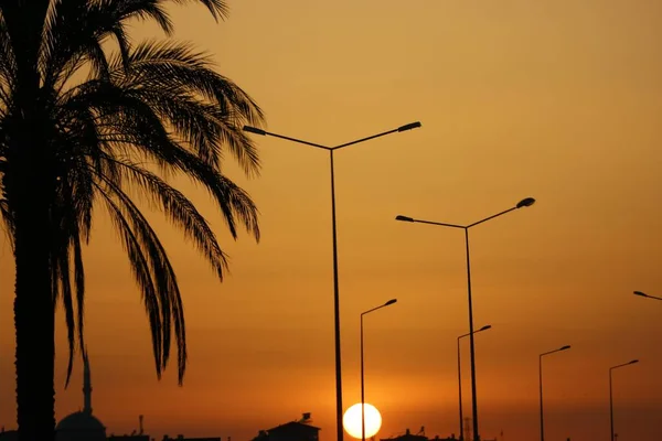 Zachód Słońca Zjednoczonych Emiratach Arabskich Dubaj — Zdjęcie stockowe