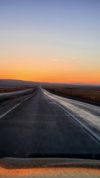 Puesta Sol Tomada Camino — Foto de Stock