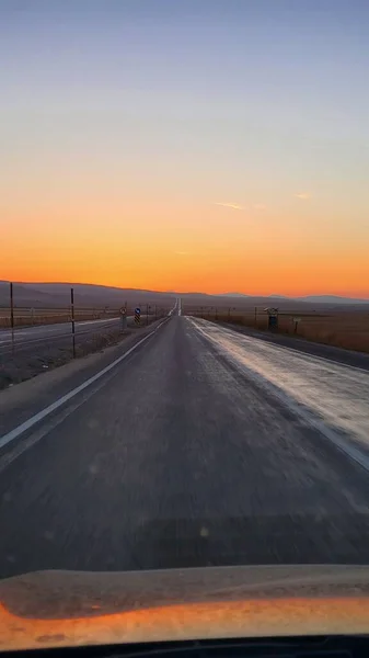 Sonnenuntergang Auf Der Straße — Stockfoto