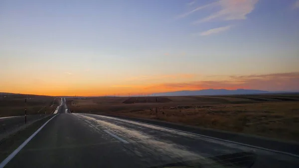 Sonnenuntergang Auf Der Straße — Stockfoto