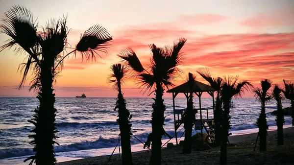 Incredible Crimson Sunset Sea — Stock Photo, Image