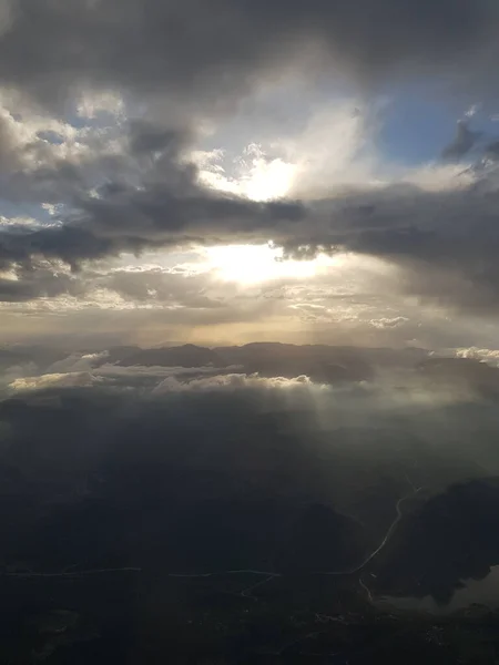 Ηλιοβασίλεμα Από Αεροπλάνο — Φωτογραφία Αρχείου