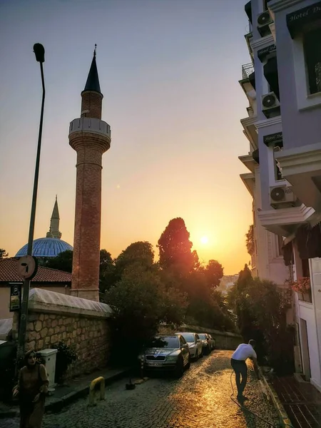 Les Mosquées Turquie Soleil Couchant — Photo
