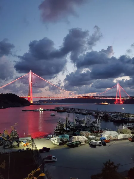Puentes Estambul Atardecer Por Noche —  Fotos de Stock