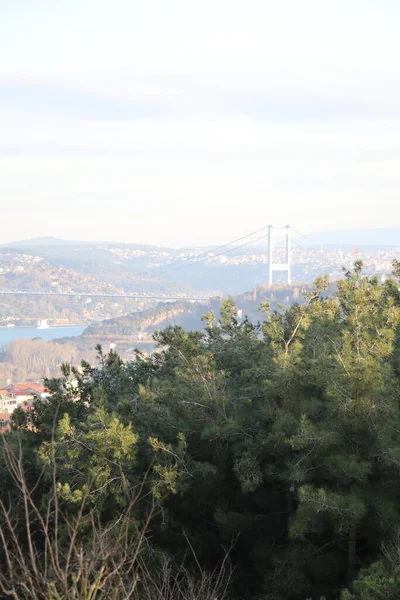 Puentes Estambul Atardecer Por Noche — Foto de Stock