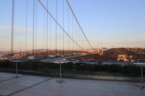 Pontes Istambul Pôr Sol Noite — Fotografia de Stock