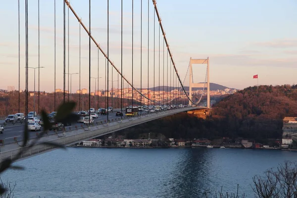 Γέφυρες Της Κωνσταντινούπολης Ηλιοβασίλεμα Και Νύχτα — Φωτογραφία Αρχείου