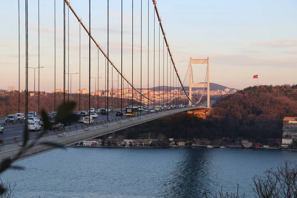 Puentes Estambul Atardecer Por Noche —  Fotos de Stock