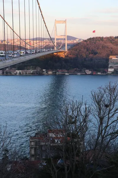 Pontes Istambul Pôr Sol Noite — Fotografia de Stock