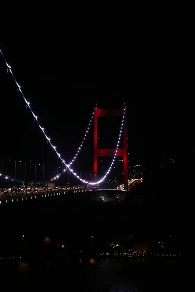 Bruggen Van Istanbul Bij Zonsondergang Nachts — Stockfoto