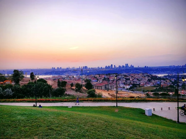 Panoramor Istanbul Vid Solnedgången — Stockfoto