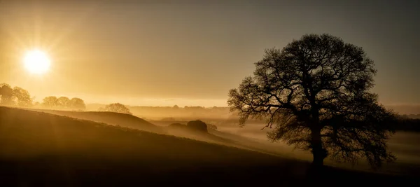 Lever Soleil Près Village Spofforth Dans Yorkshire Nord Angleterre Royaume — Photo