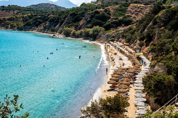 Strand Von Voulisma Istron Kreta Griechenland — Stockfoto