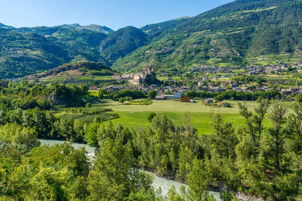 Saint Pierre Köyü Güzel Kalesi Bir Yaz Öğleden Sonrasında Aosta — Stok fotoğraf