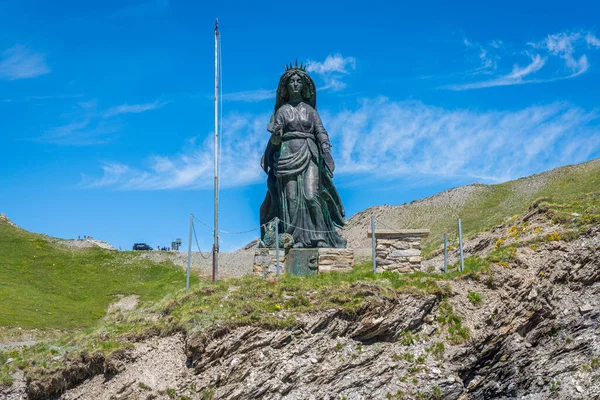 Schöne Statue Auf Dem Pass Colle Dell Agnello Piemont Zwischen — Stockfoto