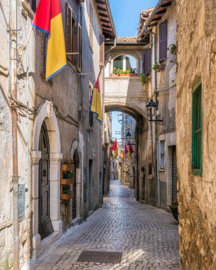 Carpineto Romano 'da manzara, Roma, Lazio, İtalya' nın güzel küçük bir kasabası..