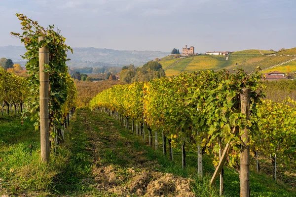 Beautiful Hills Vineyards Fall Season Surrounding Grinzane Cavour Castle Langhe — Stock Photo, Image