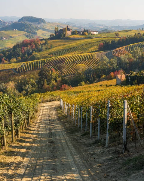 Beautiful Autumnal Landscape Castello Della Volta Langhe Region Piedmont Italy — Stock Photo, Image