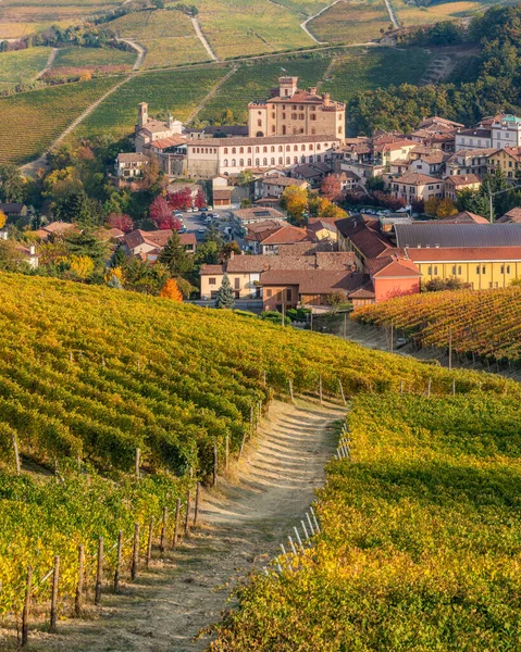 Beautiful Hills Vineyards Fall Season Surrounding Barolo Village Langhe Region — Stock Photo, Image