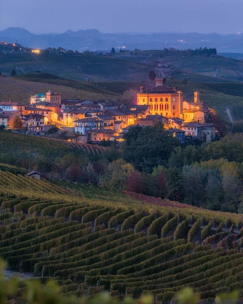 Barolo Village Sunset Fall Season Langhe Region Piedmont Cuneo Northern — Stock Photo, Image