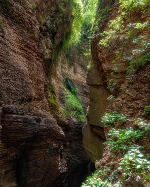 Senaryo Orrido di Ponte Alto, Trento yakınlarındaki güzel bir kanyon, Trentino Alto Adige, kuzey İtalya.