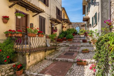 The beautiful village of Veroli, near Frosinone, Lazio, central Italy. clipart