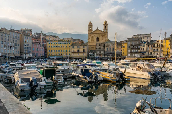 Kleurrijke Stad Bastia Haar Haven Een Zomeravond Corse Frankrijk — Stockfoto