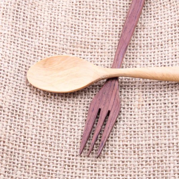 Wooden spoon and fork — Stock Photo, Image